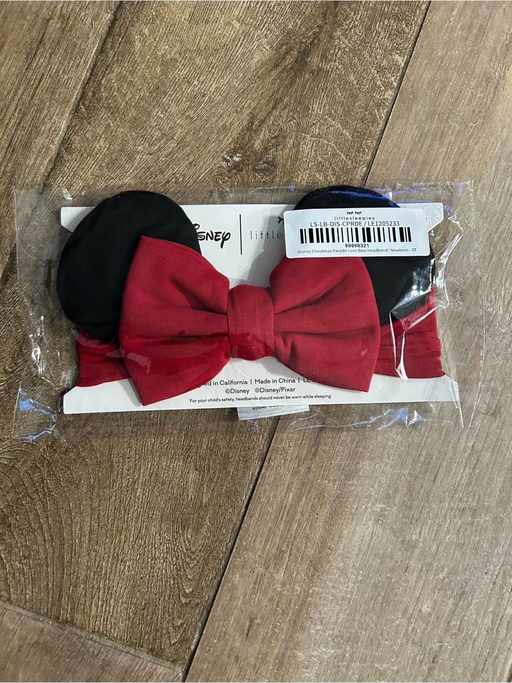 NWT Little Sleepies x Disney Minnie Mouse Luxe Style Bow Headband Size Nb-3t